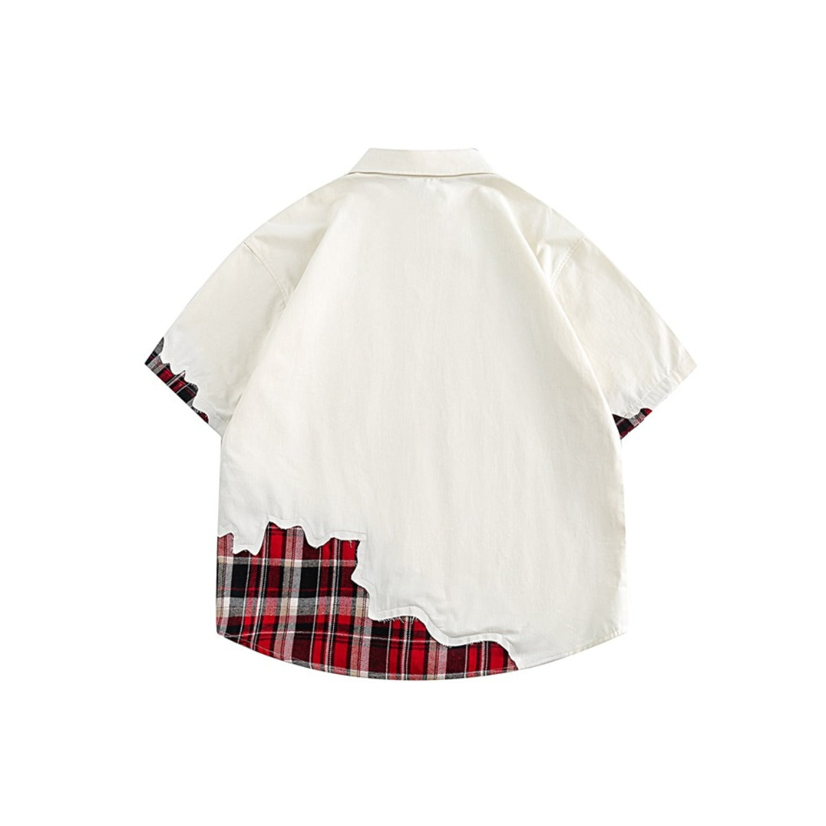 Unisex Shirt Retro Patchwork Plaid Loose Cardigan Summer
