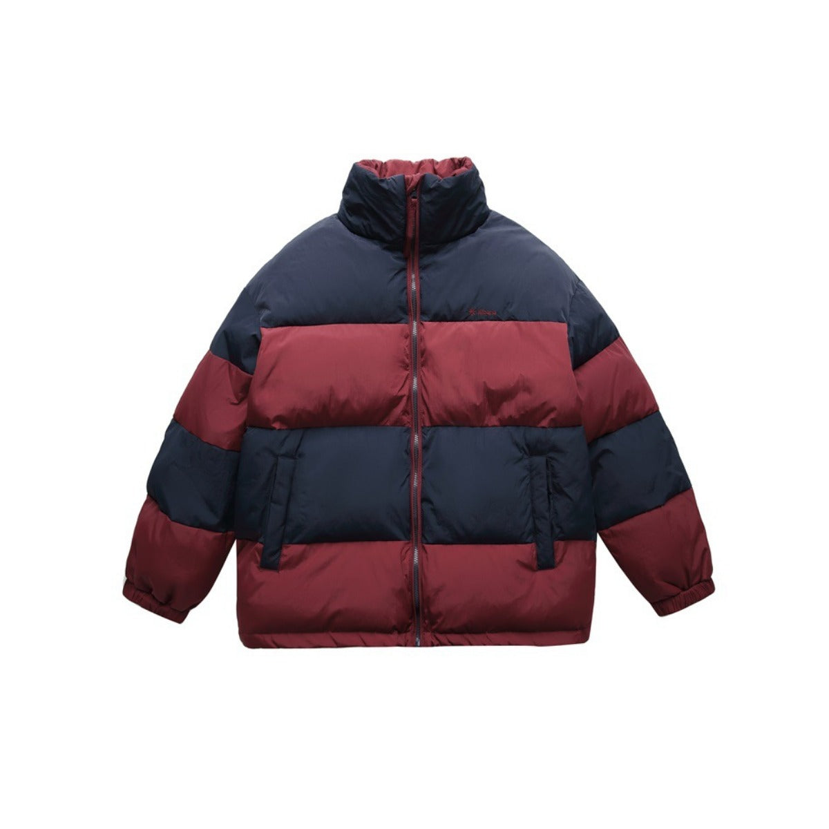 Unisex Coat Retro Patchwork Stand-up Collar Cotton-Padded Clothes Men and Women
