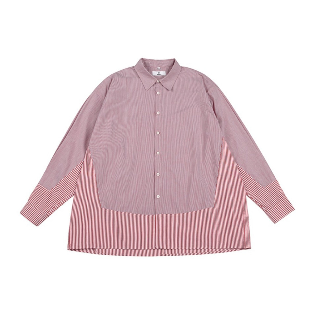 Unisex Shirt Patchwork Stripes Loose Cotton