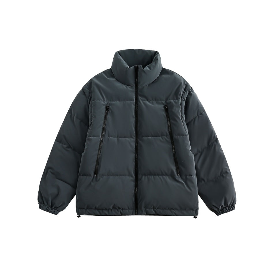 Unisex Coat Loose Thick Stand-up Collar Cotton-Padded Coat Removable Sleeves