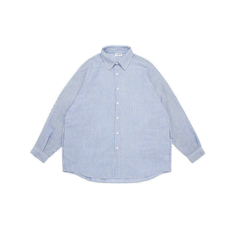Unisex Shirt Cityboy Casual Loose-Fitting Striped Long Sleeves Shirt