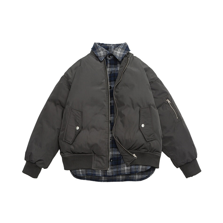 Unisex Coat Winter Cotton-Padded Coat Couple Fake Two Pieces