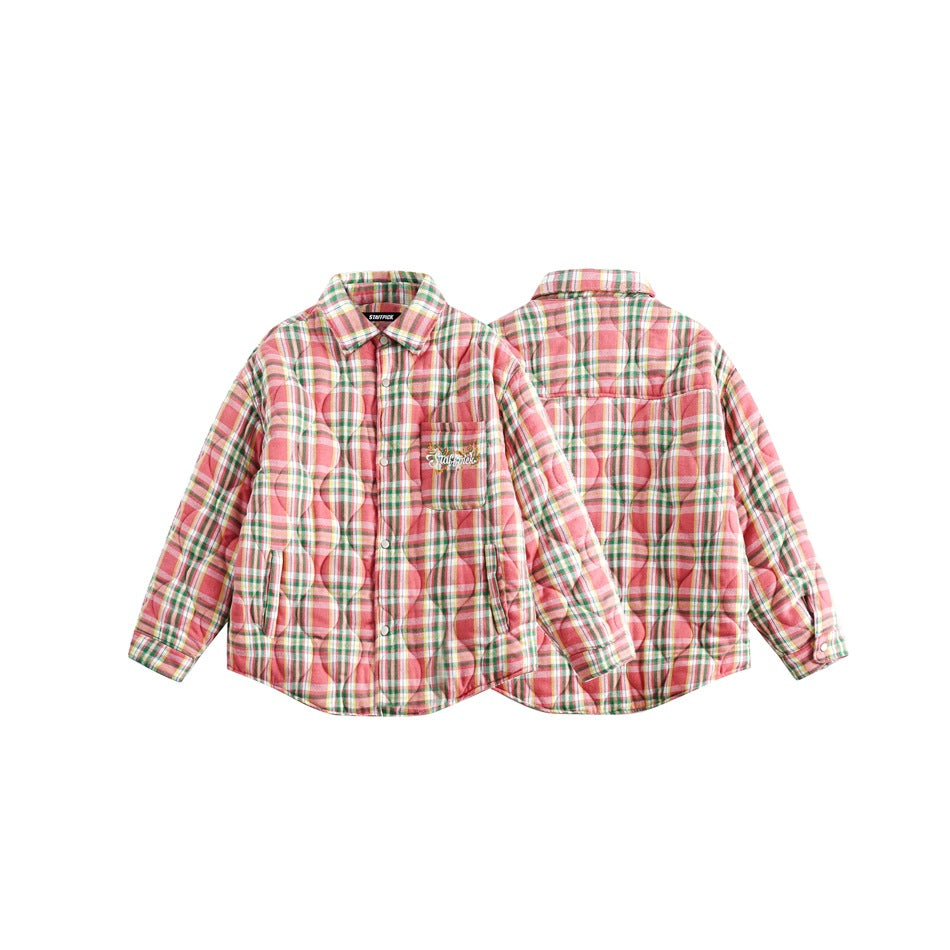 Unisex Coat Plaid Coat Cotton-Padded Jacket