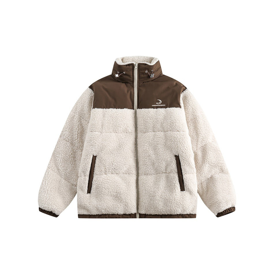 Unisex Coat Lamb Wool Loose Stitching Winter Plush