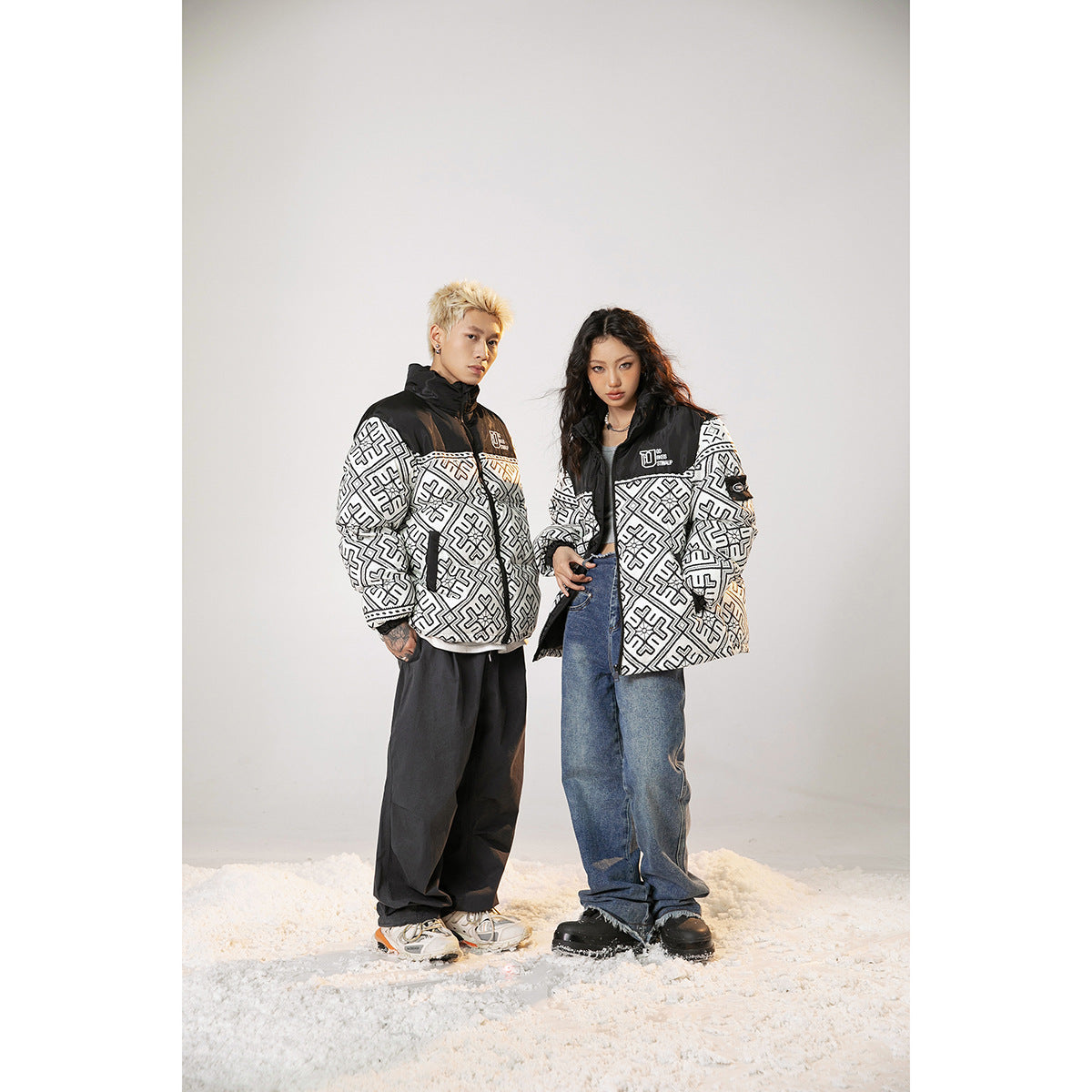 Unisex Coat Patchwork Easy Matching Winter Cotton-Padded Coat