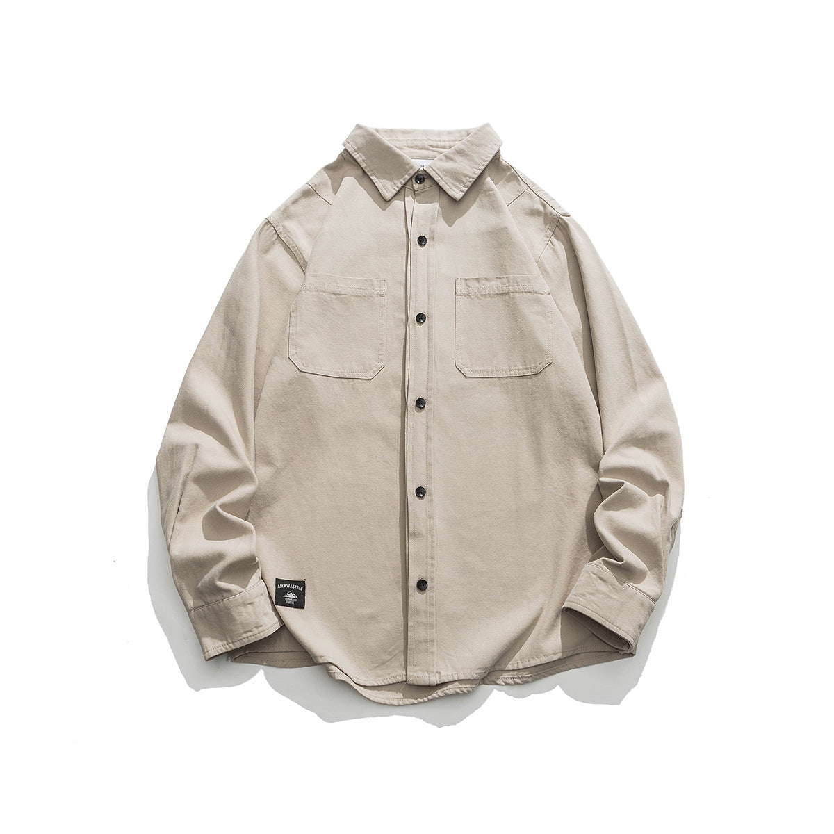 Unisex Shirt Retro Solid Color Loose Casual