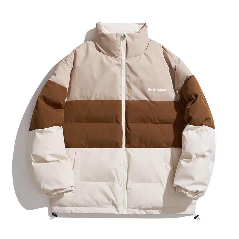 Unisex Coat Color Matching Double-Sided Wear Stand-up Collar Cotton-Padded Clothes