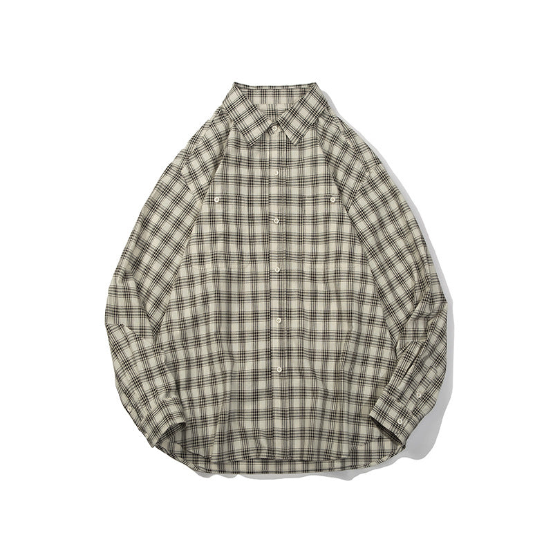 Unisex Shirt Casual All-Matching and Handsome Loose Plaid Shirt