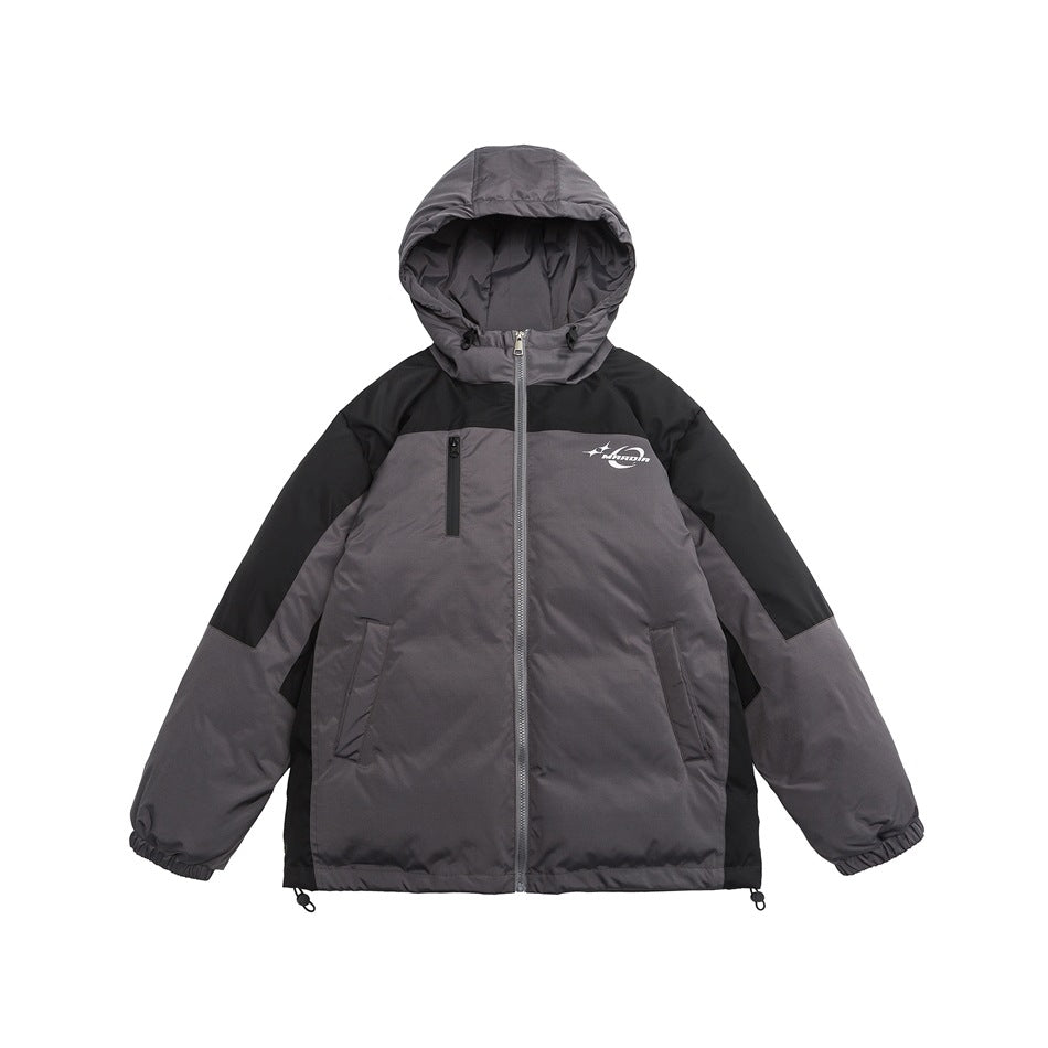 Unisex Coat Hooded Cotton-Padded Coat Loose and Warm Coat