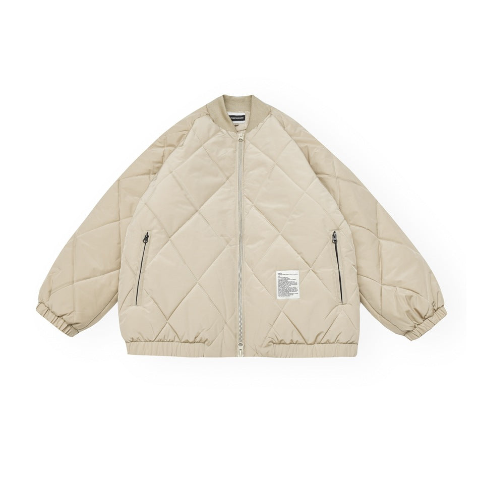 Unisex Coat Diamond Lattice Coat Loose Baseball Uniform