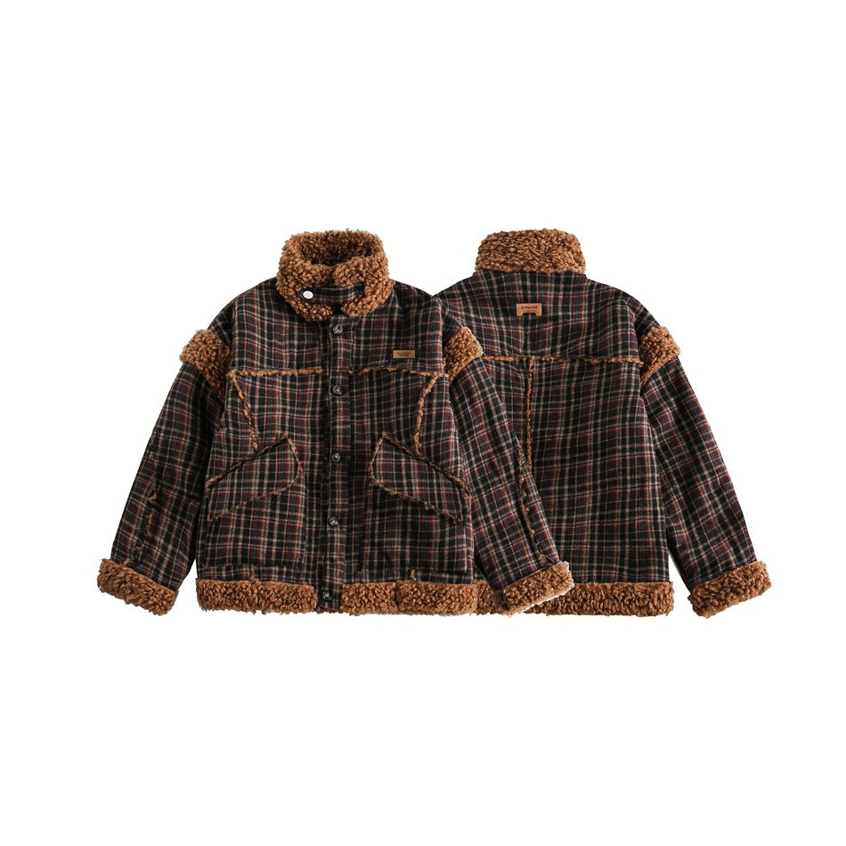 Unisex Coat Cashmere Winter Thickened Plaid