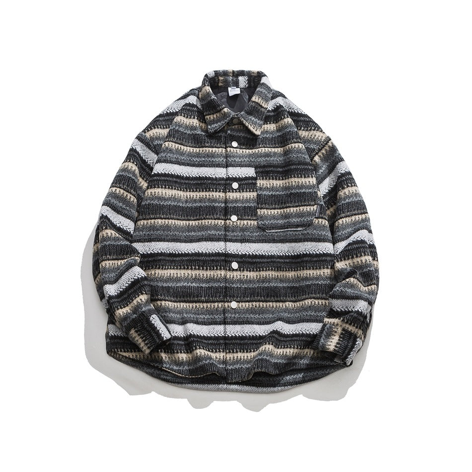 Unisex Shirt Vintage Stripe Coat