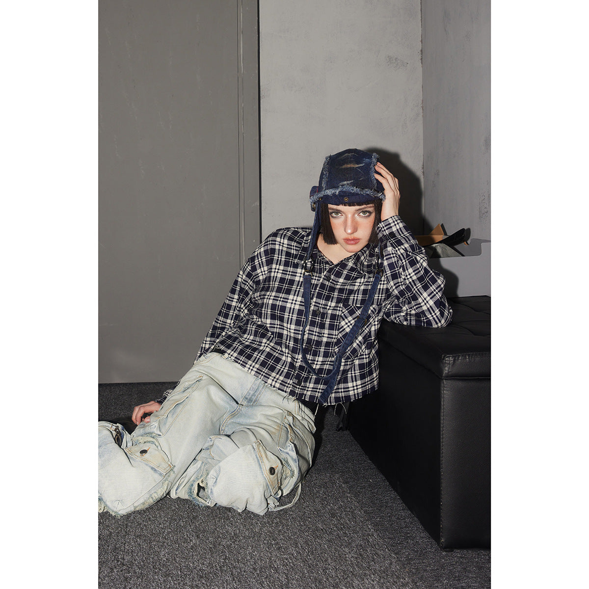 Unisex Shirt Loose Plaid Coat