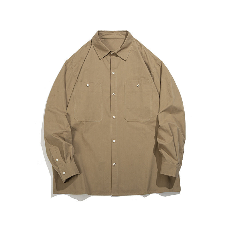 Unisex Shirt Cityboy Pure Cotton Solid Color Loose Casual