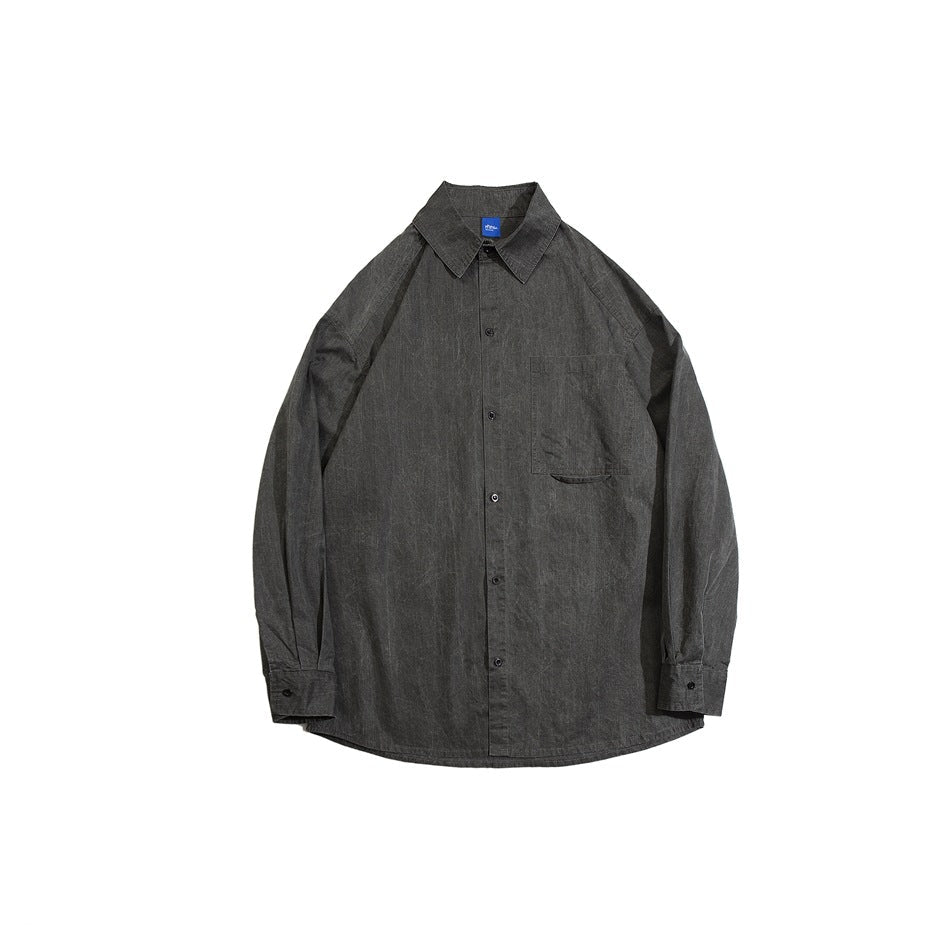 Unisex Shirt Solid Color Cotton Shirt