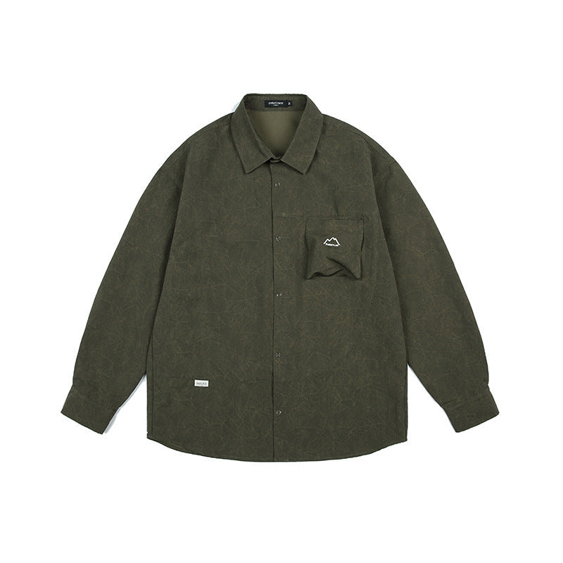 Unisex Shirt Retro Loose Three-Dimensional Pocket