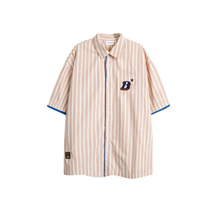 Unisex Shirt Vintage Stripe Loose