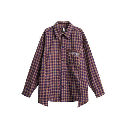 Unisex Shirt Flannel Loose Long Sleeve Plaid Shirt