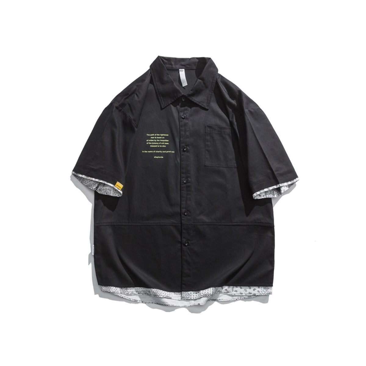 Unisex Shirt Stitching Loose False Two Pieces
