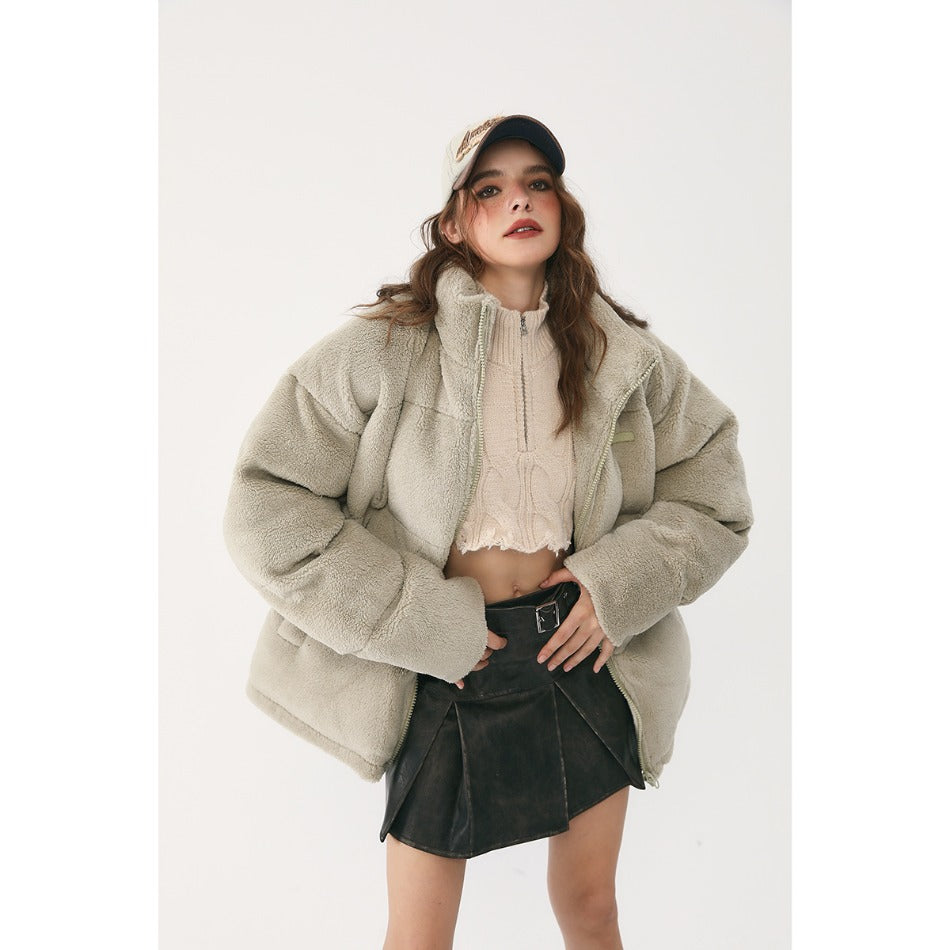 Unisex Coat Winter Lamb Wool Cotton-Padded Jacket Couple Warm