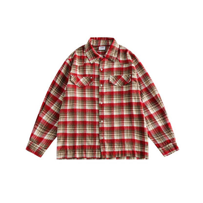 Unisex Shirt Vintage Loose Flannel Jacket
