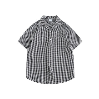 Unisex Shirt Retro College Style Plaid Loose Cityboy