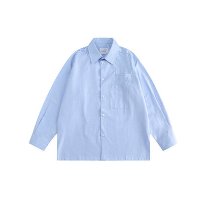 Unisex Shirt Vintage Oxford Loose Casual Long Sleeves Shirt