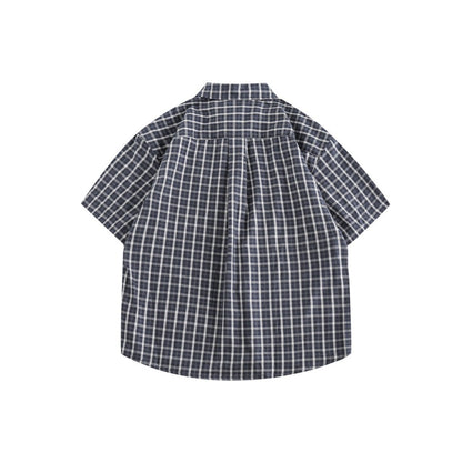 Unisex Shirt Retro College Style Plaid Loose Cityboy