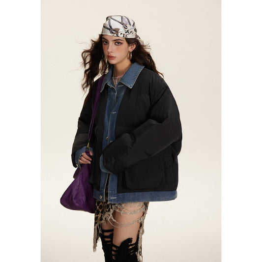 Unisex Coat S Retro Lapels Thickened Winter Cotton Dress Loose