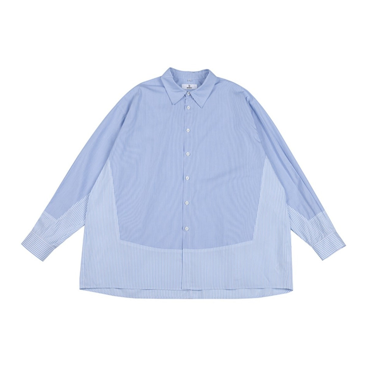 Unisex Shirt Patchwork Stripes Loose Cotton