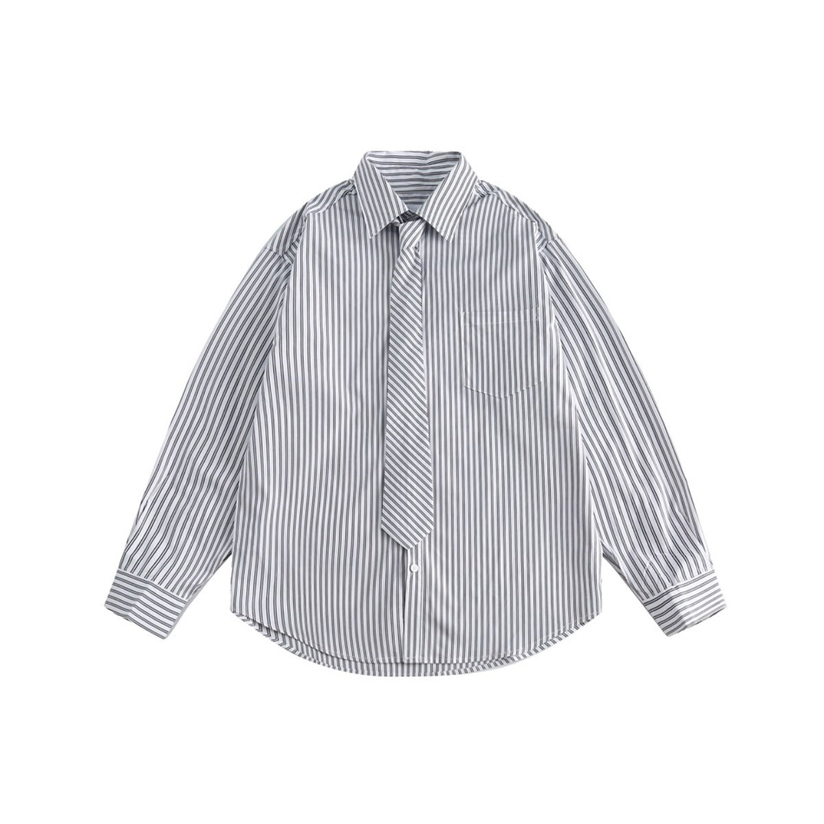 Unisex Shirt Vintage Cityboy Loose Long Sleeve Striped