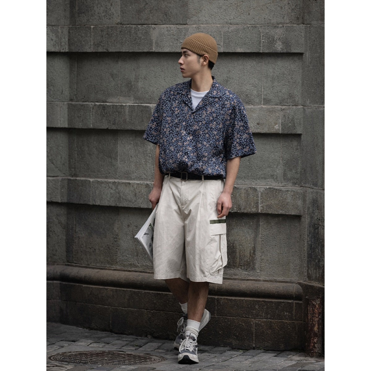 Unisex Shirt Floral Shirt Loose Cotton Handsome