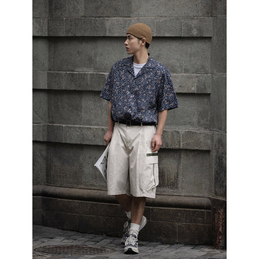 Unisex Shirt Floral Shirt Loose Cotton Handsome