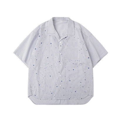 Unisex Shirt Retro Loose Splashed Ink Printing
