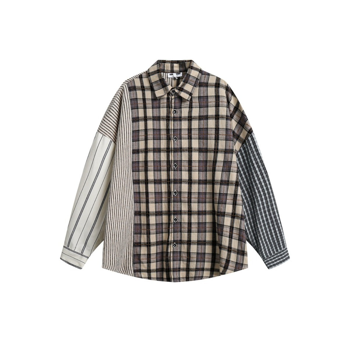 Unisex Shirt Stitching Loose Casual Plaid Stripes
