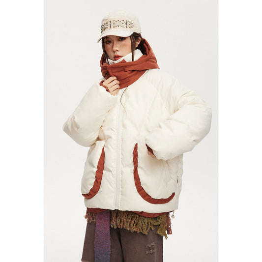 Unisex Coat College Style Stitching Winter Cotton Dress Thickened