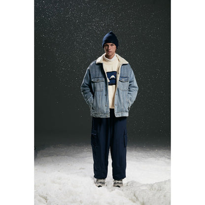 Unisex Coat Loose Lamb Wool Denim Coat