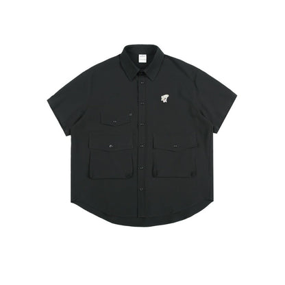 Unisex Shirt Retro Large Pocket Loose Casual