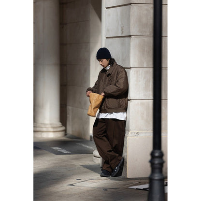 Unisex Coat Diamond Lattice Turn-down Collar Coat Cotton Jacket