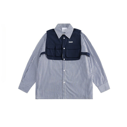 Unisex Shirt Striped Shirt Loose