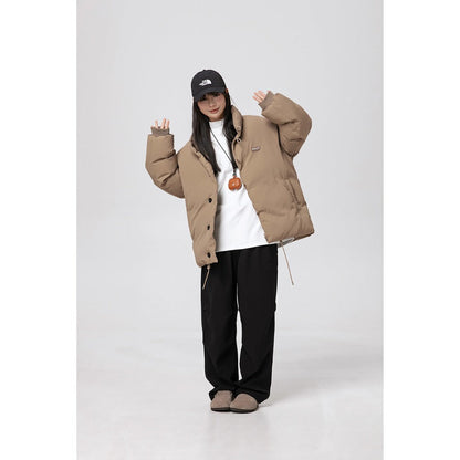 Unisex Coat Thick Loose Stand-up Collar Cotton-Padded Clothes