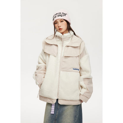 Unisex Coat Youth University Style Lamb Wool Coat Winter