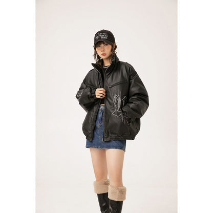Unisex Coat PU Leather Cotton-Padded Jacket