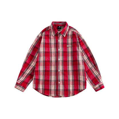 Unisex Shirt Plaid Loose