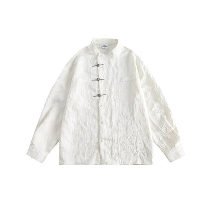 Unisex Shirt Loose Long Sleeve Shirt Chinese Style Coat