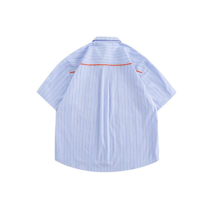 Unisex Shirt Summer Vintage Stripe Coat Loose