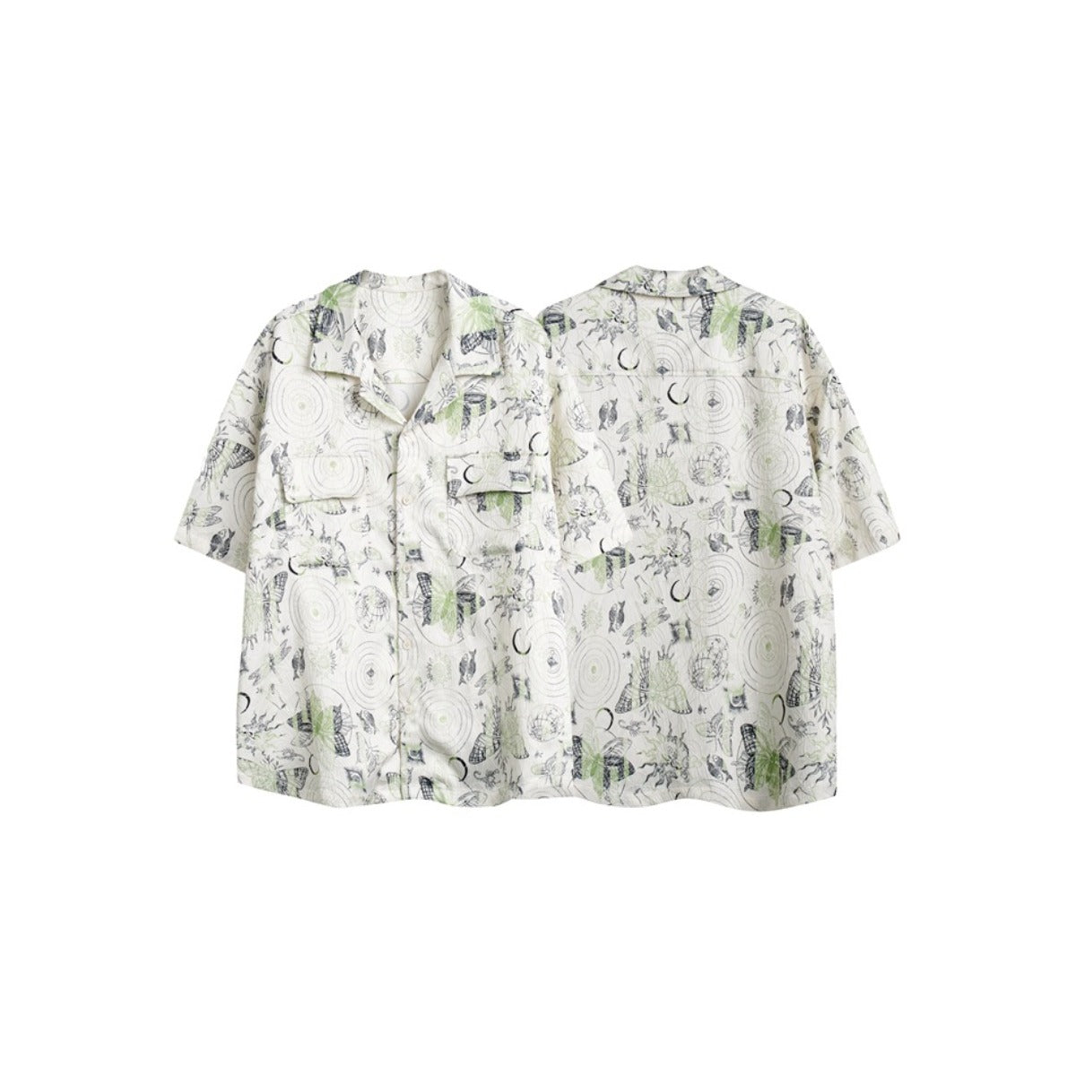 Unisex Shirt Butterfly Embroidered Shirt Width Loose Summer