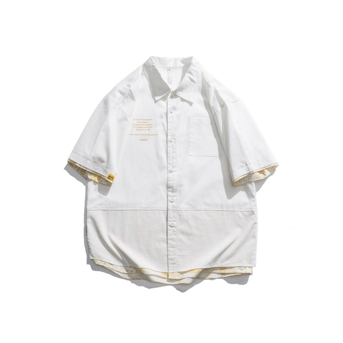 Unisex Shirt Stitching Loose False Two Pieces