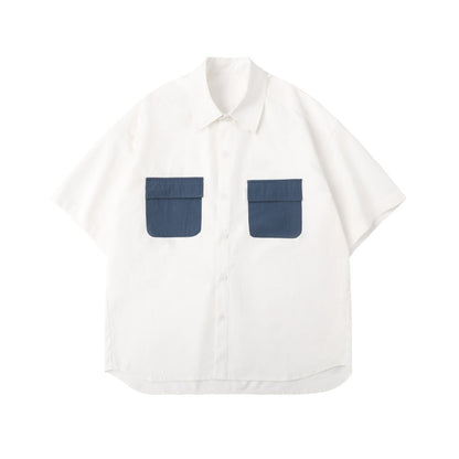 Unisex Shirt Retro Patchwork Loose Casual