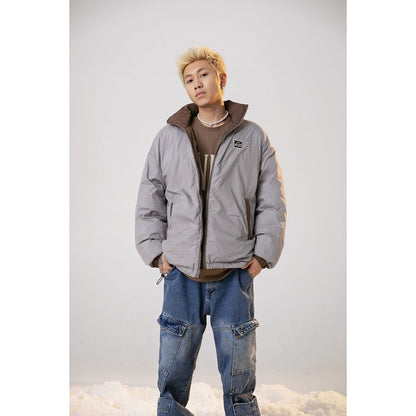 Unisex Coat Winter Cotton-Padded Coat Youth University Style Double-Sided Wear